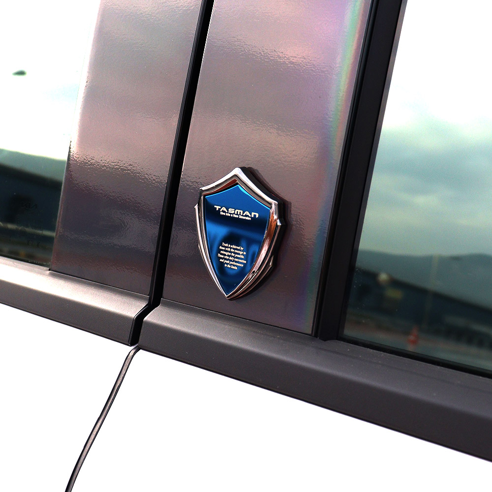 비브랜드(와이앤유)로고 포인트 각인 메탈 레터링 방패 엠블럼 몰딩 흠집커버 드레스업 용품 타스만 호환, 블루+블랙 10,000원