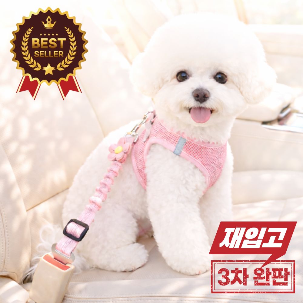 모에르 길이조절 플라워 차량용 강아지 안전벨트, 현재가 10,300원
