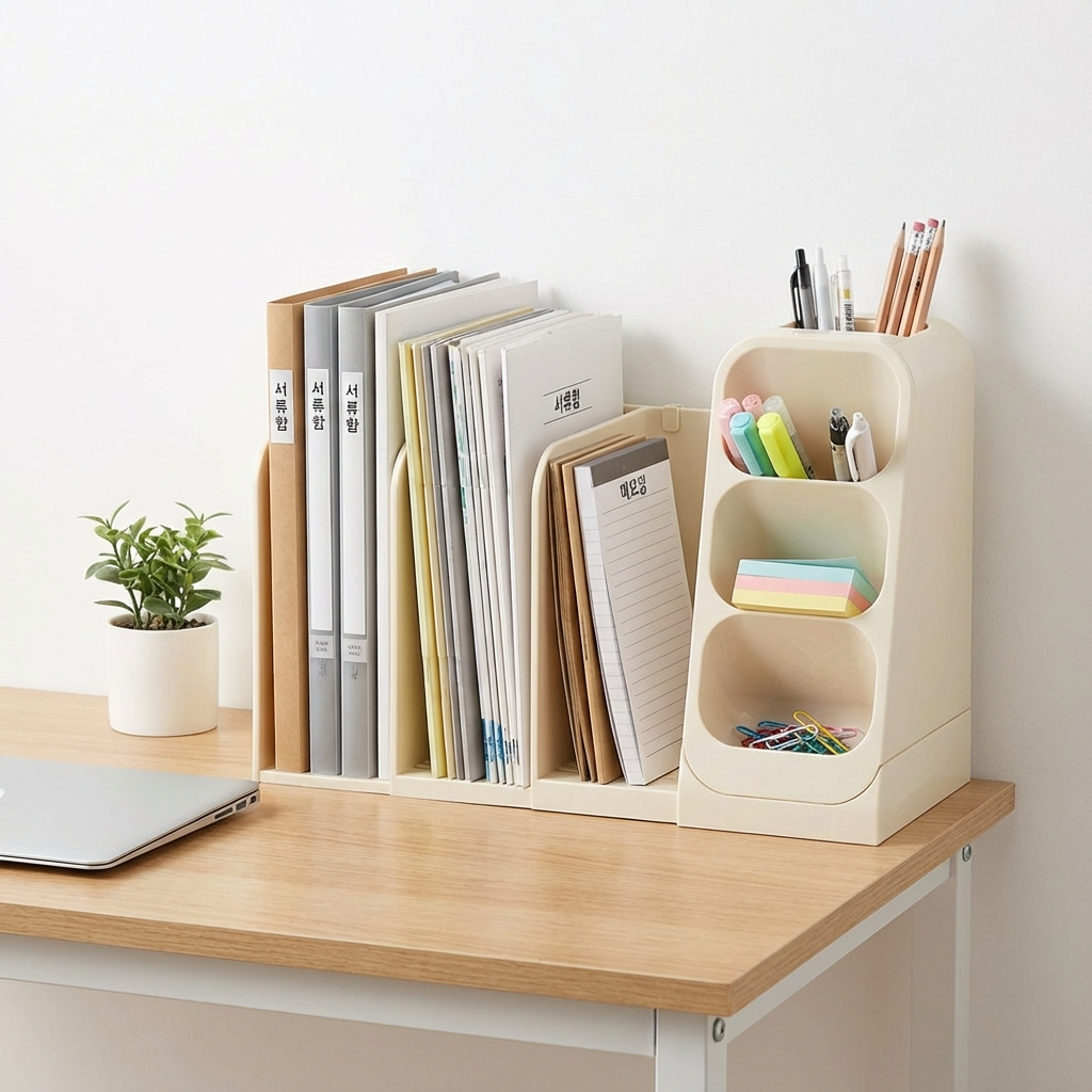 포르멜 책상위책장, 길이조절형 책꽂이, 북엔드, 서류정리 진열대, 3단, 화이트 29,900원