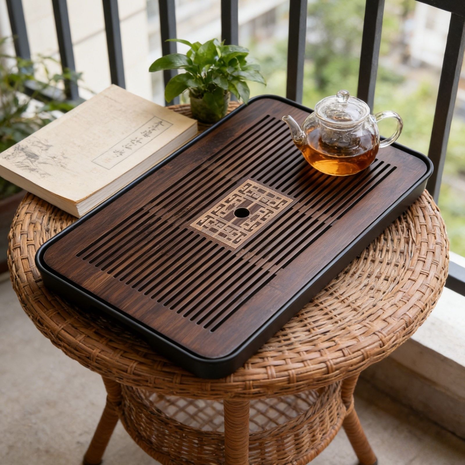 GAPINO 티트레이 차판 대나무 차판 다도 다판 퇴수기 43 x 26 CM, 블랙, 1개 30,000원