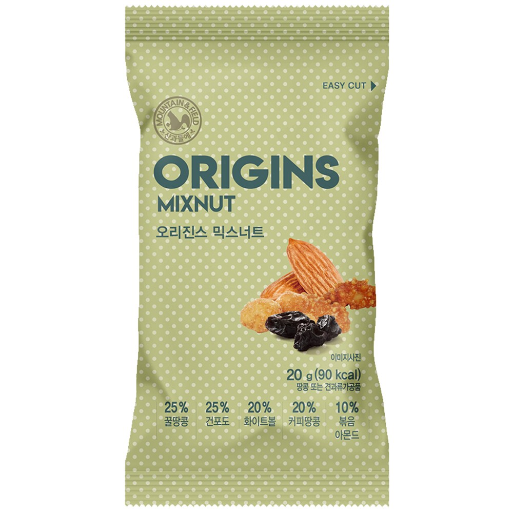 산과들에 오리진스믹스너트 하루견과 50봉, 50개, 20g 16,400원