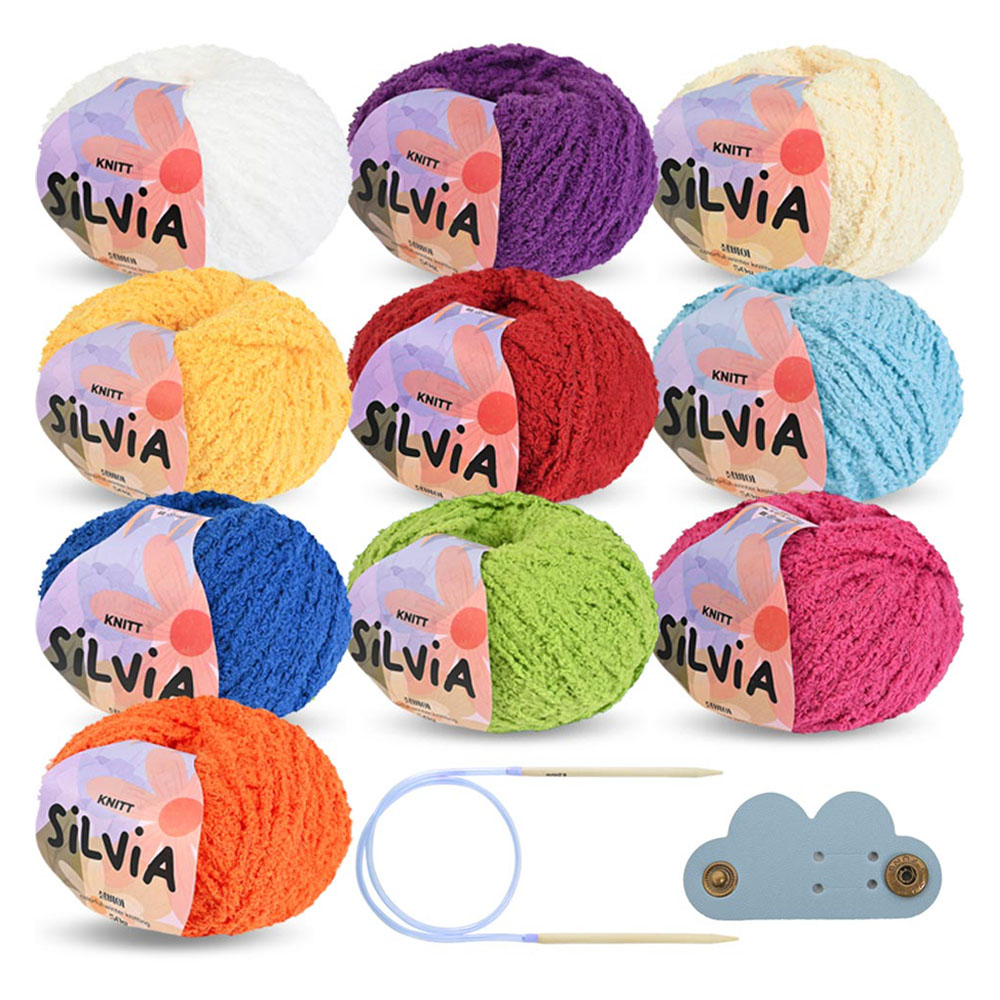 니뜨 실비아 50g 뜨개실 10종 + 줄바늘5mm + 케이블홀더 세트 12,930원
