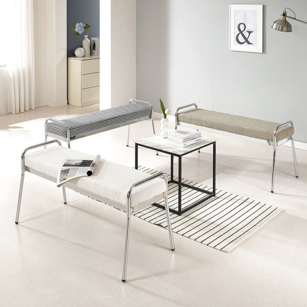 키모 소프트 인테리어 카페 패브릭 벤치 의자, 베이지 55,900원