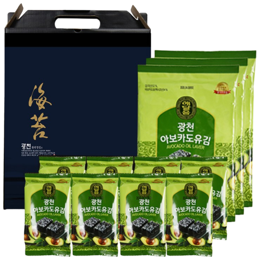 광천 해달음 아보카도유 전장김3봉 도시락김8봉 고급선물세트, 12세트 88,800원