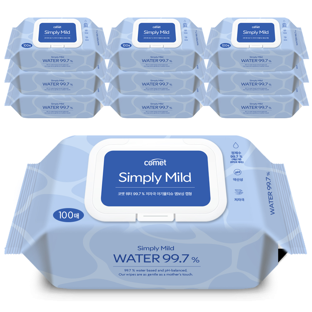 코멧 워터 99.7% 마일드 엠보싱 아기물티슈 캡형 피부 저자극 인증 8,940원
