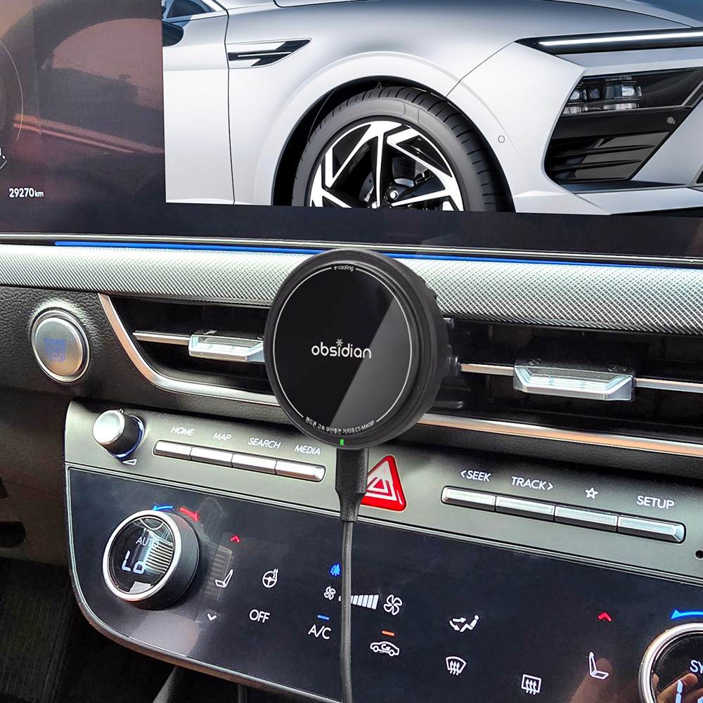 옵시디언 쏘나타 디엣지 DN8 전용 Qi2 맥세이프 e쿨링 휴대폰 고속 무선충전 거치대, 블랙, CT-MW9PE_B+CT-HCH08 54,800원