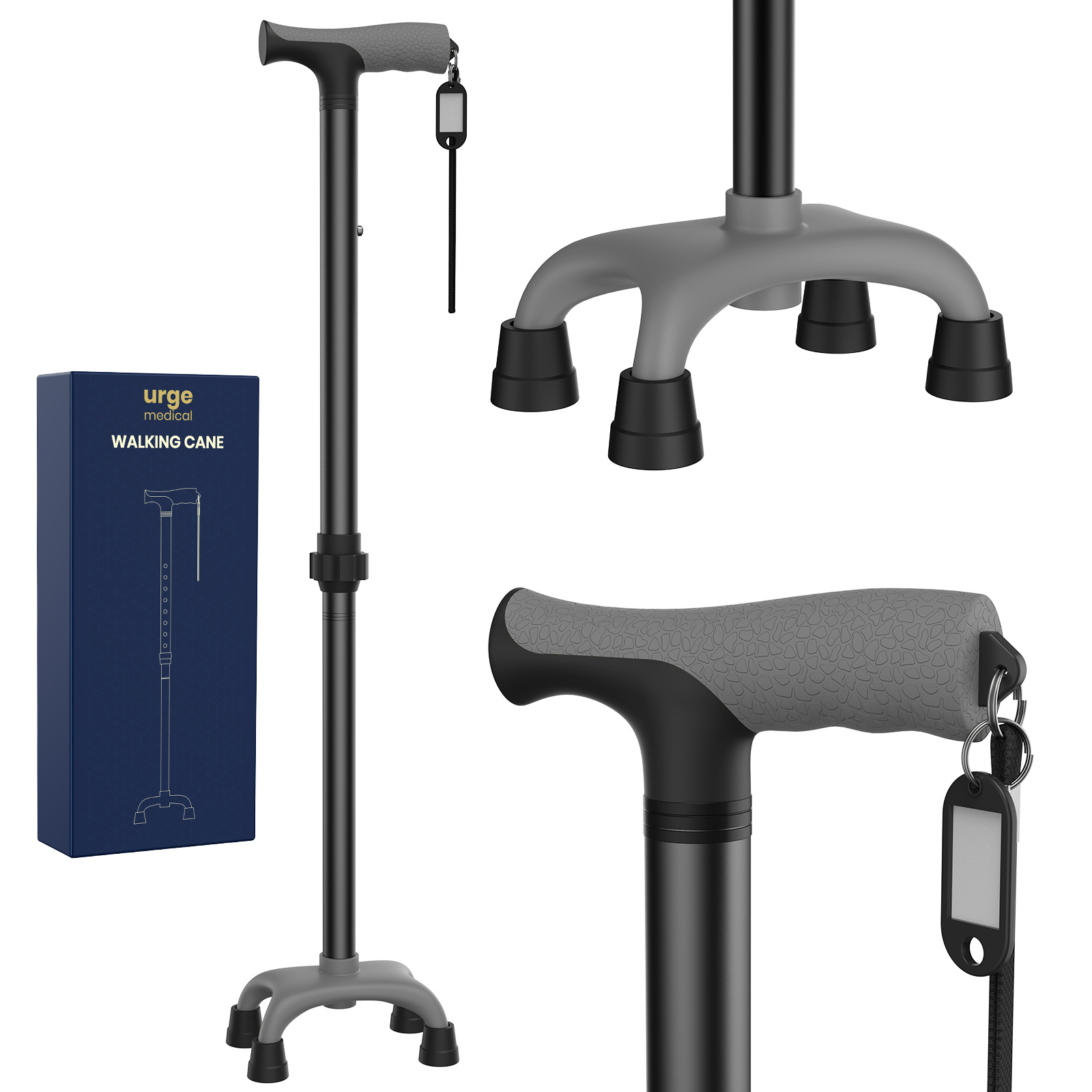 초경량 알루미늄 높이 조절 가능 노인을 위한 미끄럼 방지 지팡이, 1개, 회색 20,680원