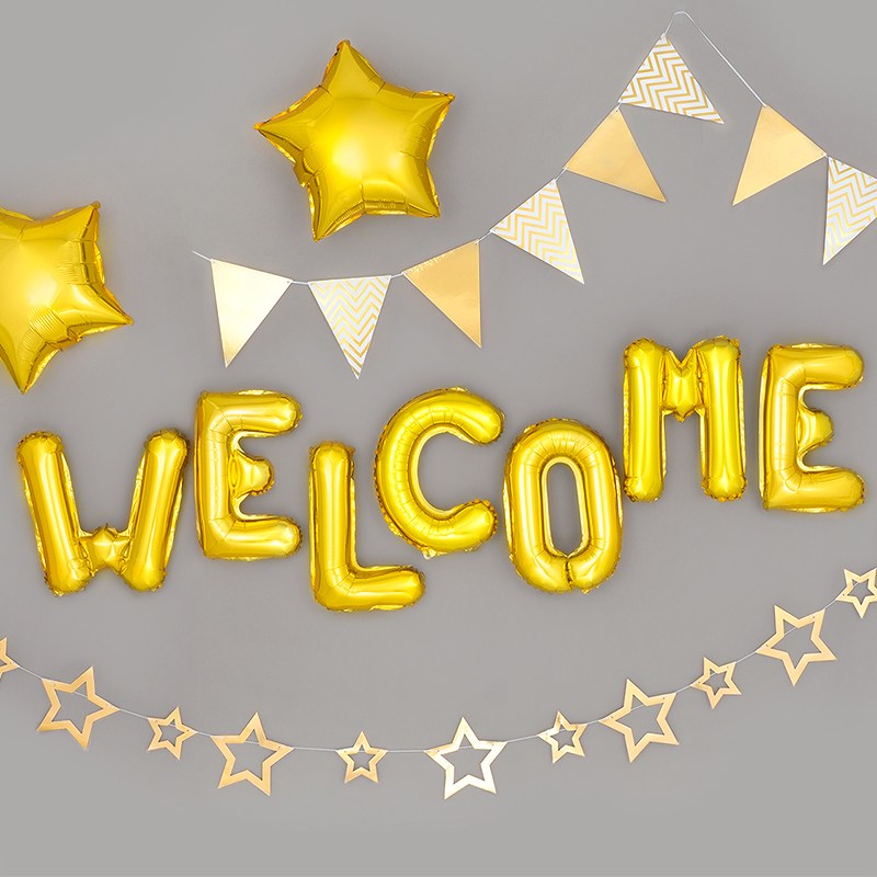 파티팡 G001 환영파티 장식세트 [헤링본 스타 Welcome 골드] 파티용품 파티풍선 환영식 입학식 8,800원