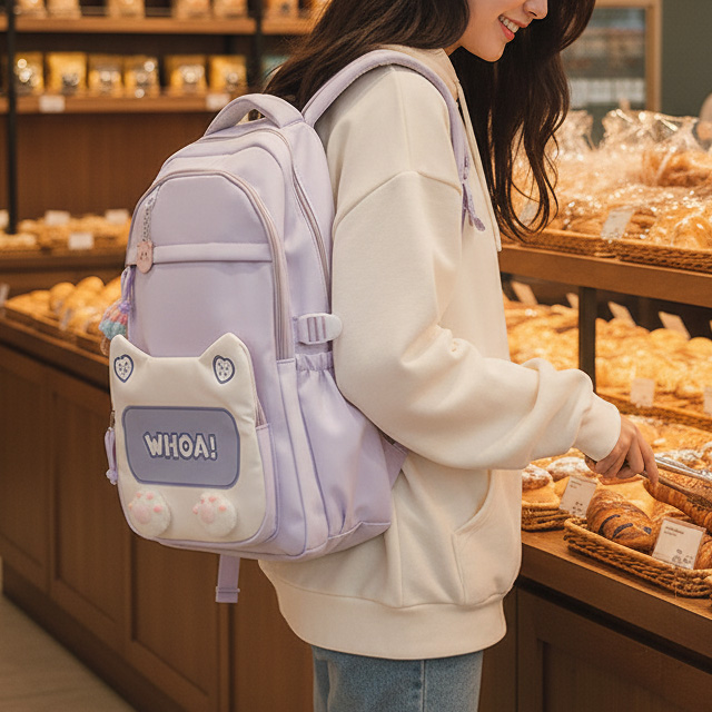 스토리원 U-SSBG051 러블리 캣 쿠션 멀티 포켓 백팩 인형증정 19,900원