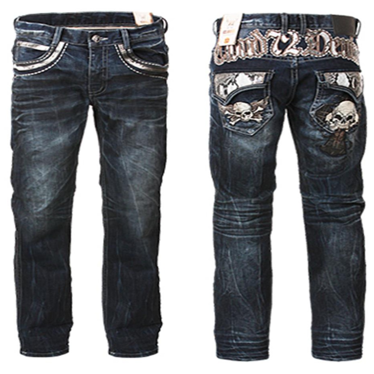 기사미 클라우드72 해골청바지 메탈청바지 할리패션 패치청바지 Cloud72 661 Blue 126,000원
