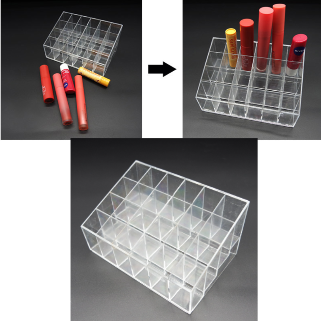 힘찬쇼핑_ 화장대정리 립스틱정리 립제품정리 립스틱꽂이 틴트정리함 등 사용가능 한 아크릴 립스틱정리함 24구 5,500원