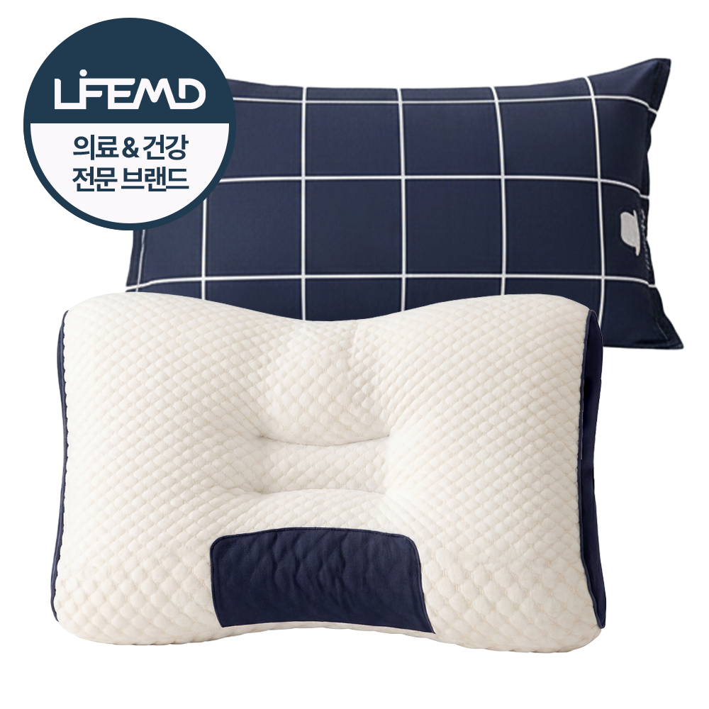 라이프엠디 푹신한 수면 경추 베개 + 커버 잠솔솔 잠잘오는 일자목 케어 메모리폼 꿀잠베개 기능성 목베개 14,800원