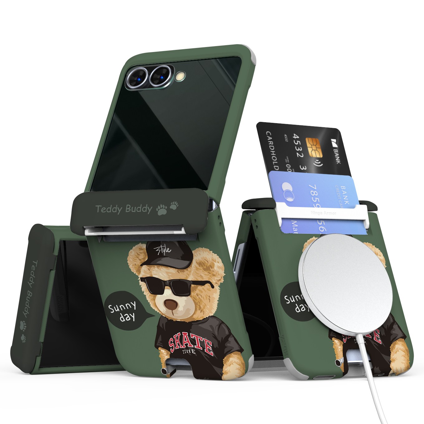 이디즌 갤럭시 Z플립 케이스 컬러 테디시리즈 귀여운 디자인 슬림 카드 2장 수납 힌지보호 충격방지 맥세이프 호환 자석내장 25,430원