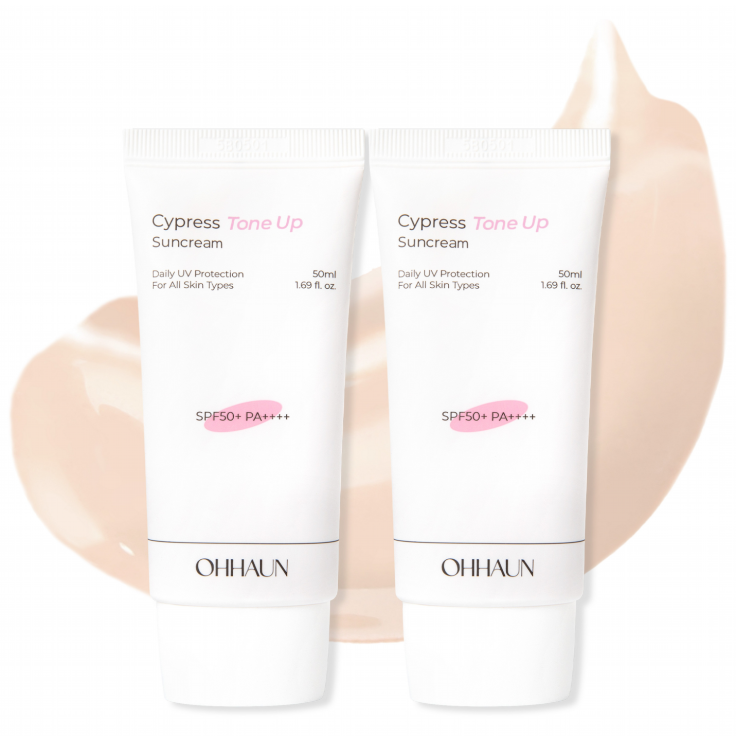 오하운 편백수 SPF 50+ PA++++ 톤업 선크림 파데프리 혼합자차 선로션 비건선크림 선블록, 50ml, 2개 21,000원