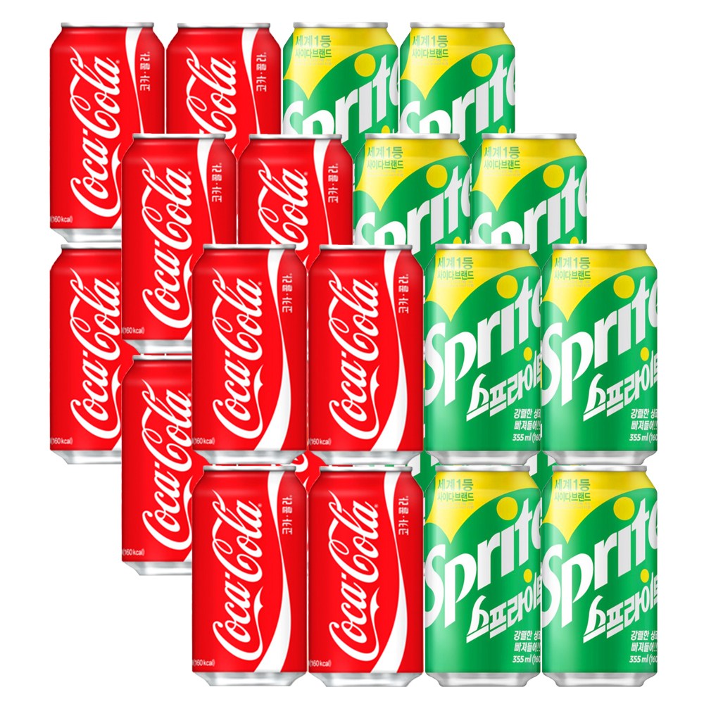 코카콜라 업소용 355ml x 12p + 스프라이트 355ml x 12p 21,600원