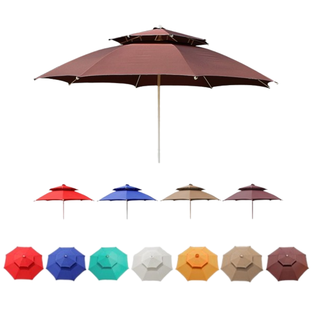 카나모 2층 팔각 파라솔 특대형 캠핑 낚시 비치 파라솔받침대 야외 테라스 휴대용, 01.팔각 2단 파라솔 특대형-커피, 단일상품 27,550원
