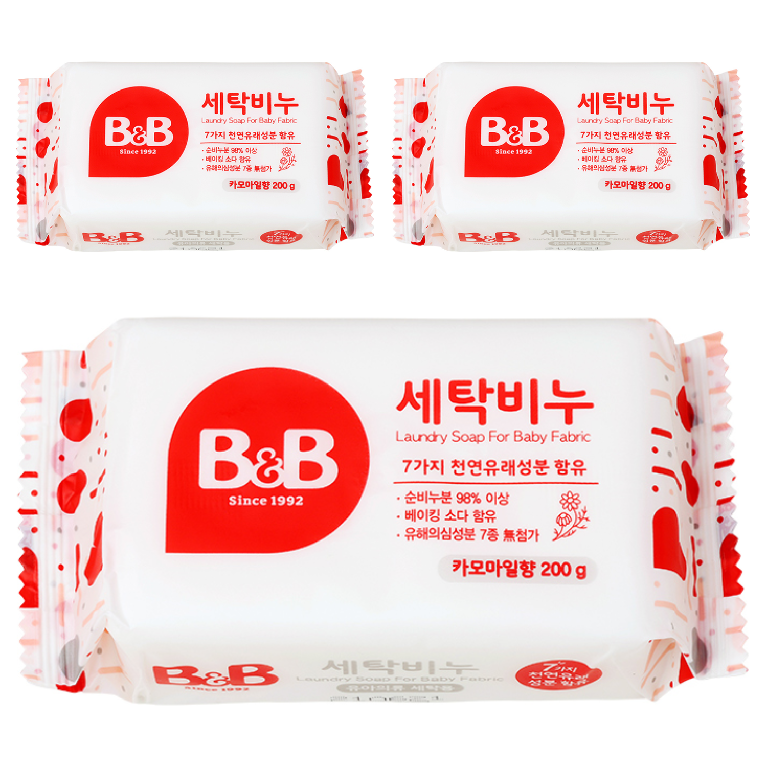 비앤비 유아 세탁비누 카모마일, 200g, 3개 6,500원