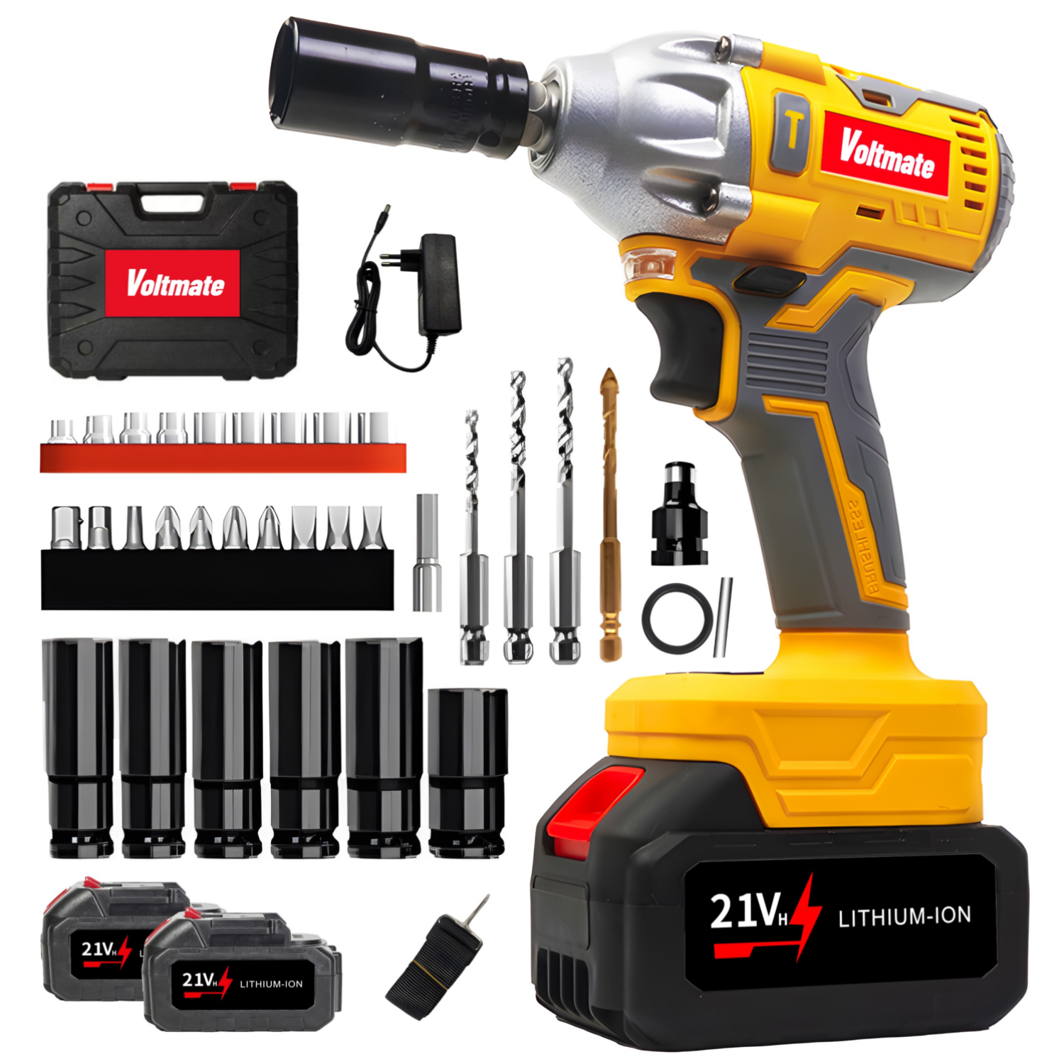 [국내발송] VoltMate 독일 21V 다용도 전동렌치 350N 4.0Ah 고출력무선임팩트드릴 무단변속 전문 전동렌치 임팩트드릴 해머전동드릴 배터리2개 세트 63,850원