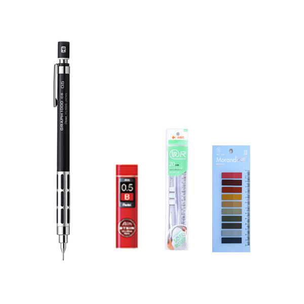 펜텔 그래프1000 cs 0.5mm샤프+아인샤프심+자+포스트잇 16,900원