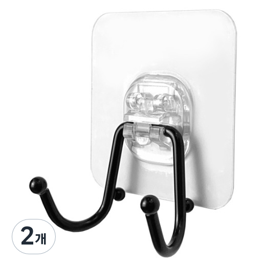 올지 3세대 무타공 30kg 접착식 초강력 탈부착 스텐 후크 2중 고리, 블랙, 2개 7,600원