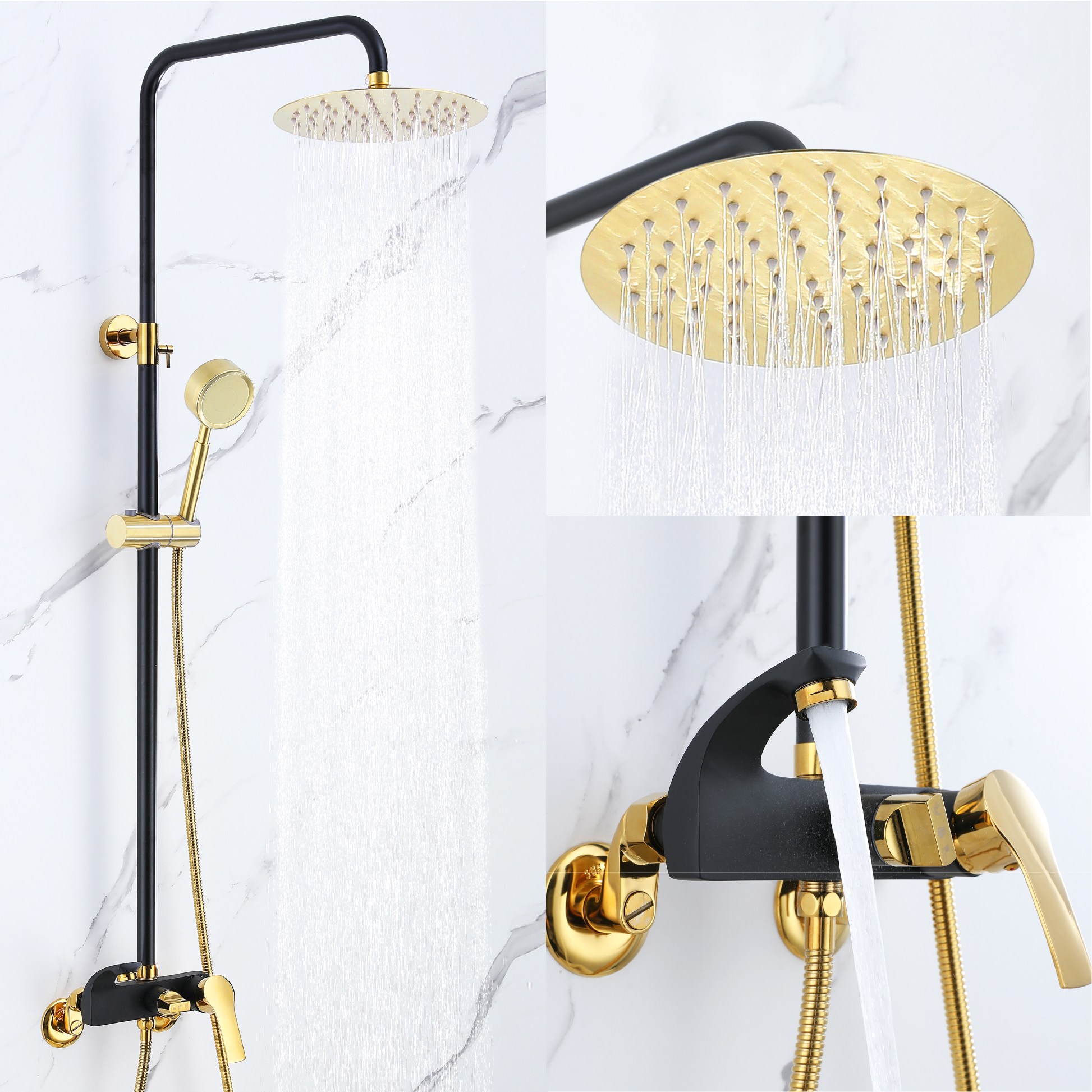 준앤코 BRS 골드 화이트/블랙 해바라기 샤워기 욕실 샤워 수전 레인샤워 113,900원