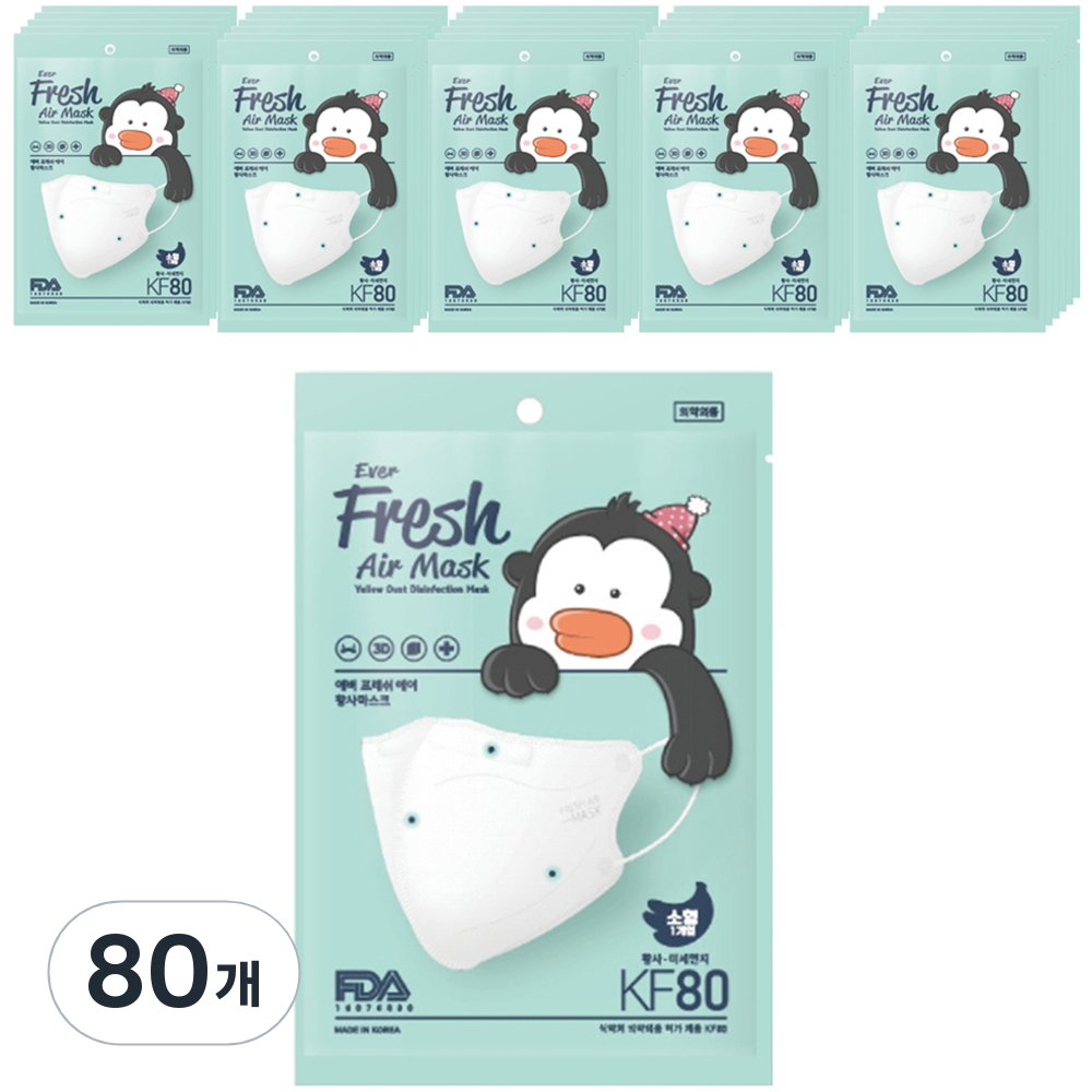 에버프레쉬 에어 황사 새부리형 마스크 소형 KF80, 1개입, 80개, 화이트 45,600원