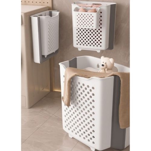 라온리빙 접이식 세탁바구니 속옷,양말/아이옷/어른옷 벽부착 빨래바구니 극소+중+대 1세트, 화이트 23,900원