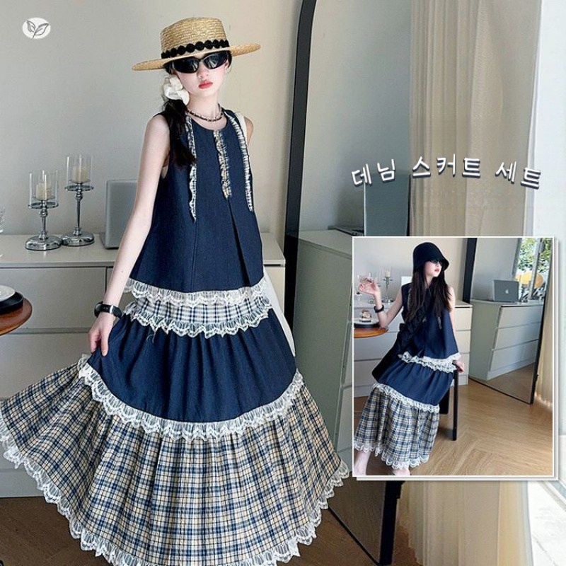 해피유통어린이 봄여름 패셔너블 민소매 탑 + 롱 스커트 세트 발랄한 패션 디자인14세 이상XG03 42,980원