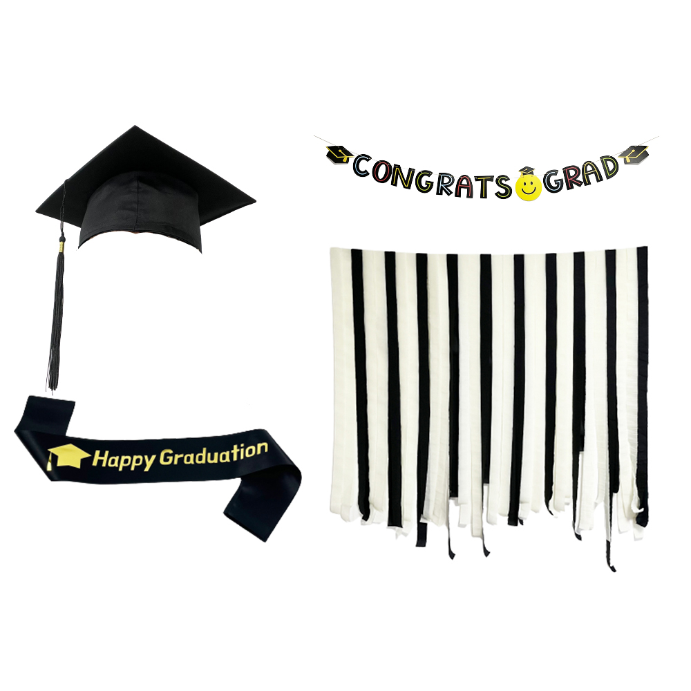 졸업 축하 홈파티세트, 어깨띠블랙세트 15,900원