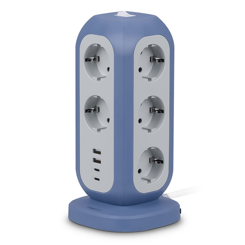팬웨스트 고용량 타워형 컬러 멀티탭 전선형 15구 Multi-Tower 1122, 2m, 스틸블루, 1개 44,250원