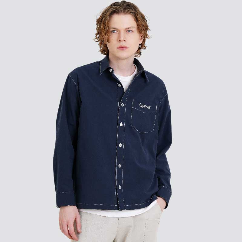 남자 스티치배색 코튼트윌 로고자수 긴팔 셔츠 CXS25FWSH908 NAV 116,100원
