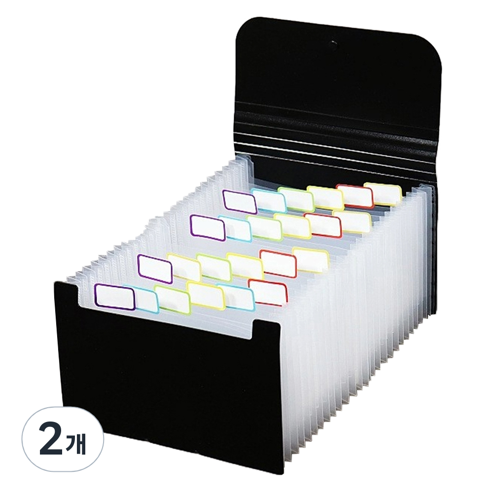 마다꾸미 A6 지폐 보관함 통장 영수증 정리 25칸 투명속지 아코디언 파일, 블랙, 2개 27,600원