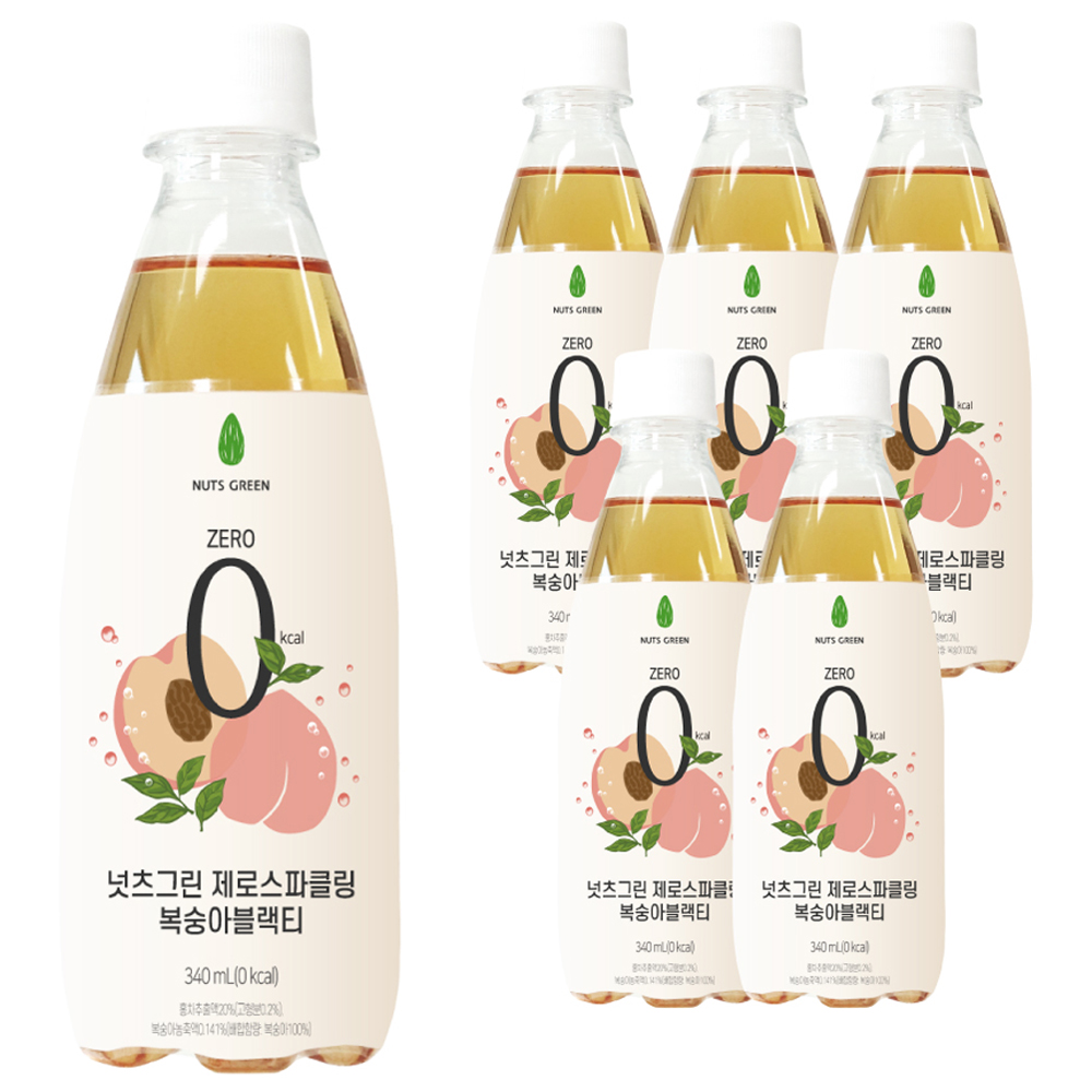 넛츠그린 제로스파클링 복숭아블랙티, 340ml, 6개 6,070원