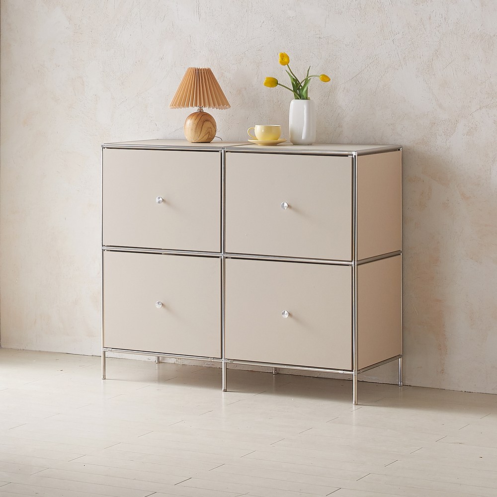 이노센트 스틸라 미드센츄리 2단 2칸 4서랍 모듈 수납장 서랍형 i104516, 베이지 389,000원