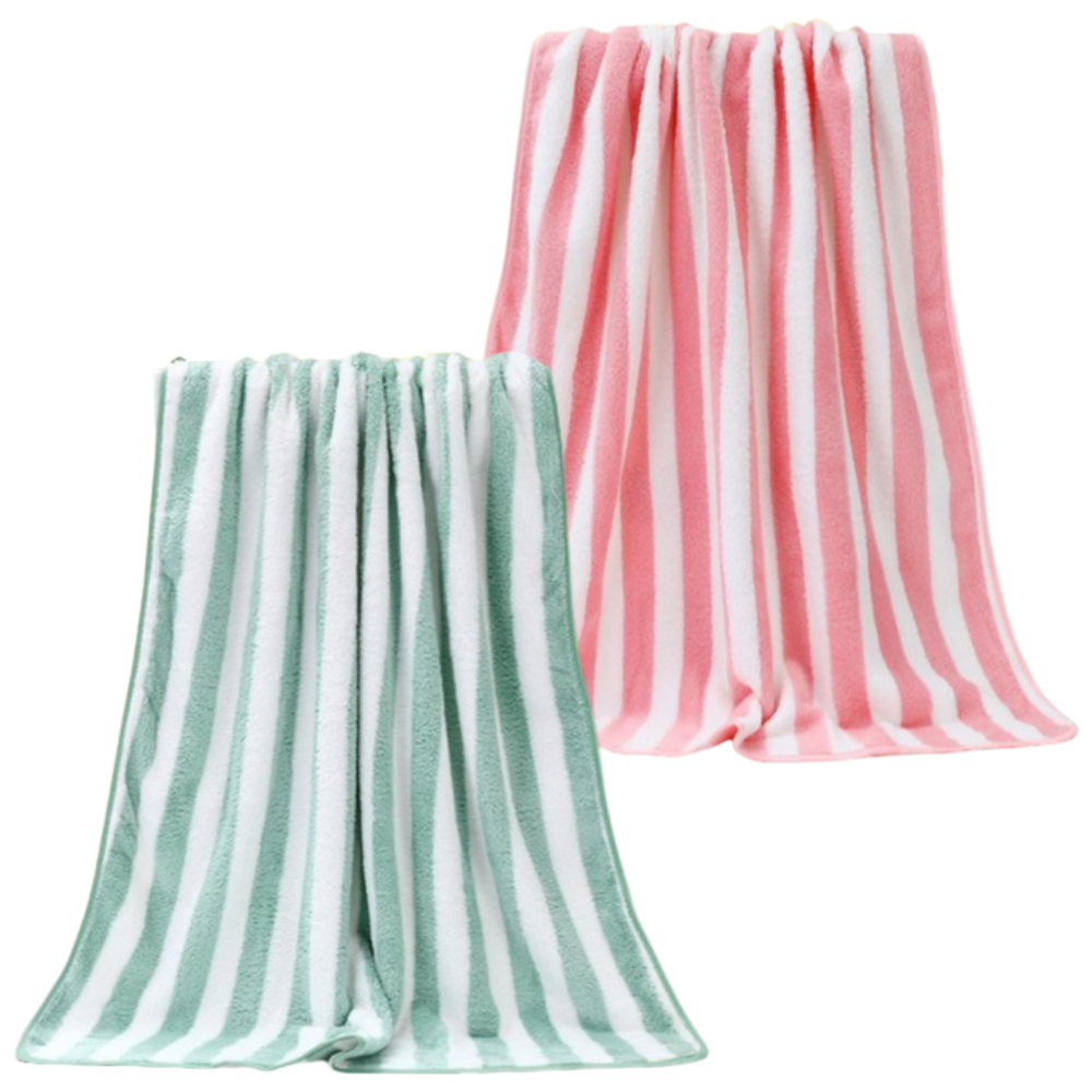 위시비아 스트라이프 대형 비치타올 2개 1세트, 라이트그린+핑크, 1개 9,900원