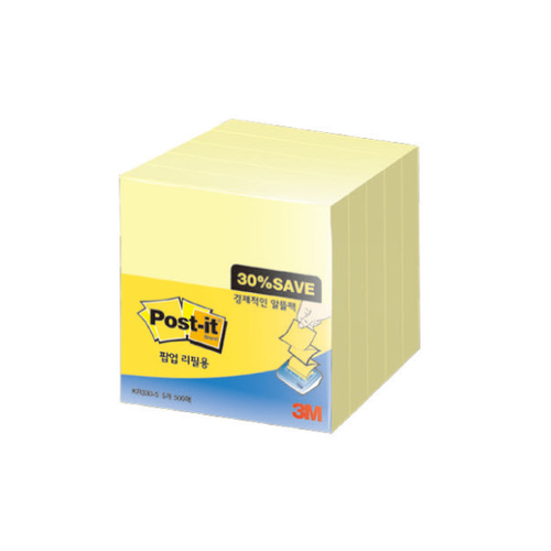3M 포스트잇 팝업리필용 KR330-5 알뜰팩 76x76mm 500매(노랑) 7,700원