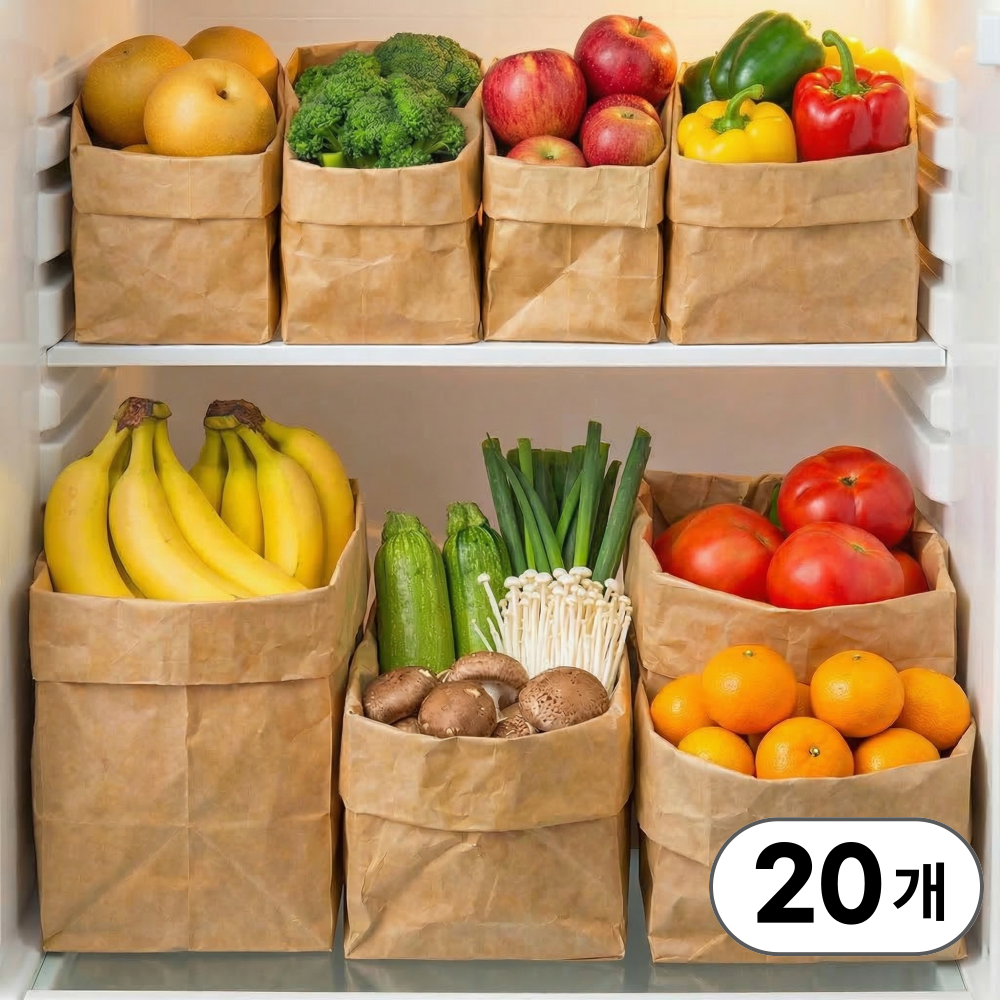 리븐웰 젖지않는 냉장고정리 크라프트 봉투 방수 페이퍼백 9,900원