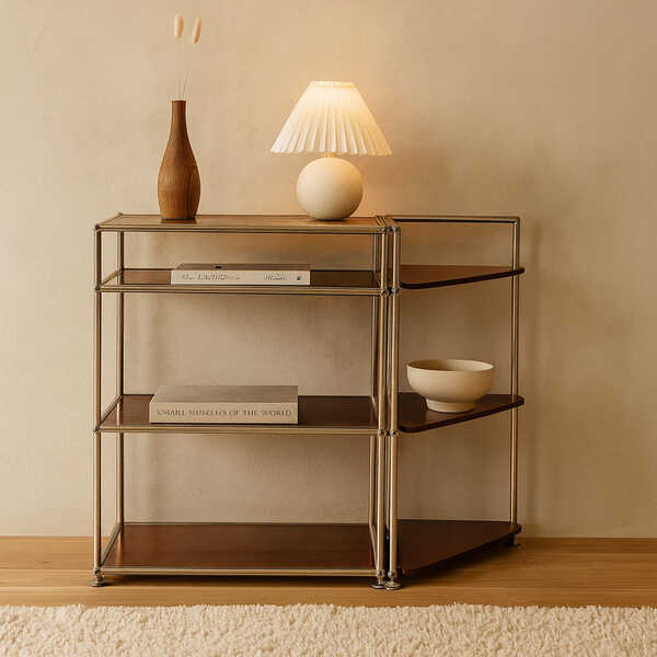 에프룸 미드센츄리 3단코너장+4단선반 별도형 모듈 다용도선반 틈새선반, 자작 원목, 4단 378,000원