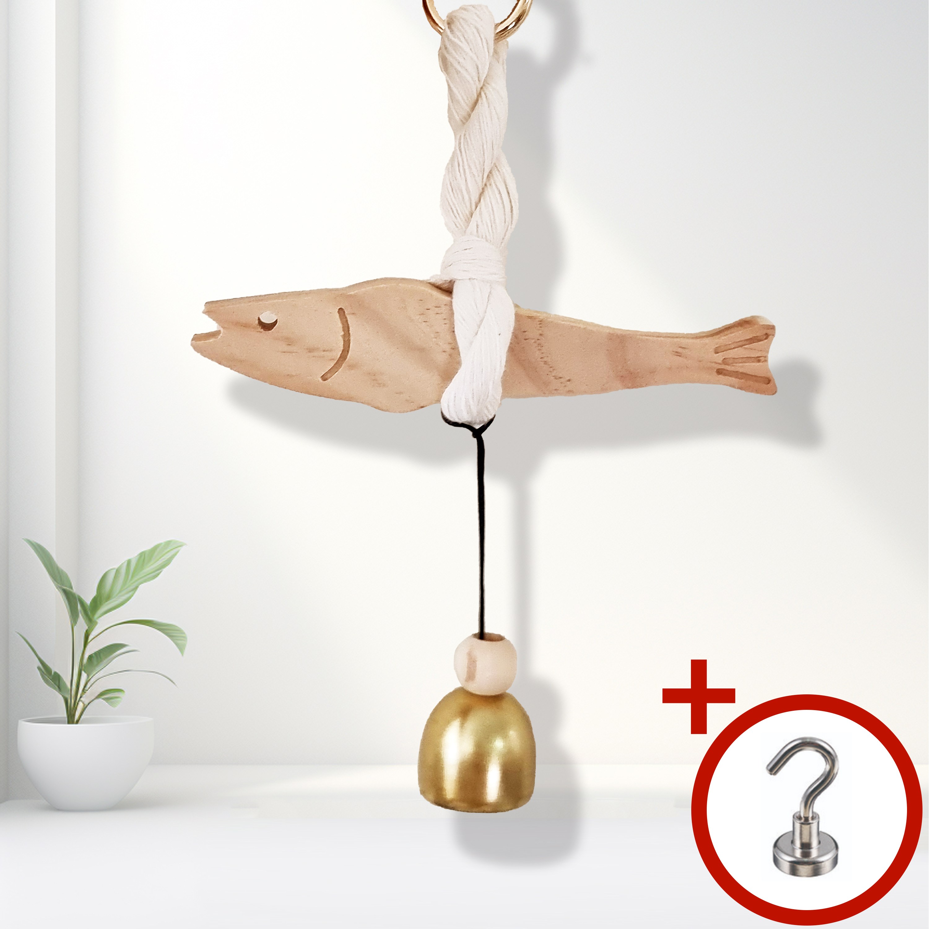 샤샤벨 우리집을 지켜주는 북어 도어벨 액막이 명태 문종 집들이 선물 종 현관문 우드 인테리어 7,650원