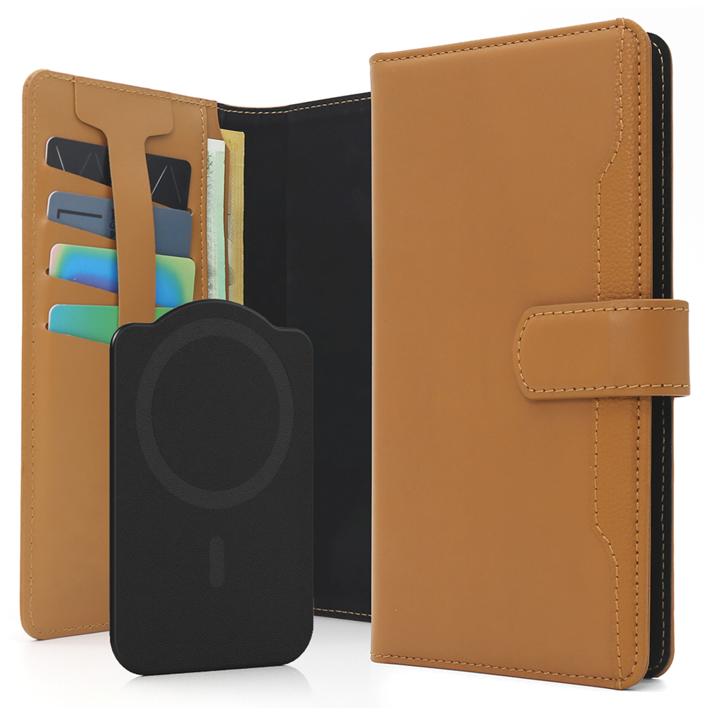 엑씨 허스크 천연 소가죽 카드 수납 분실방지 가죽 지갑 다이어리 휴대폰 케이스 + 맥세이프 호환 플레이트 세트 29,740원