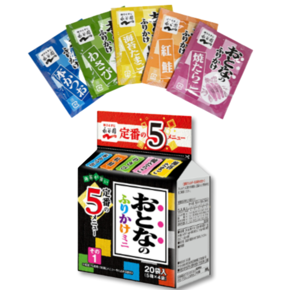 나가타니엔 오토나노 후리가케 미니 (5가지맛 총 20봉) 뿌려먹는 즉석 간펵식+kf94 마스크 2장 사은품 증정 세트, 29g, 1세트 8,800원