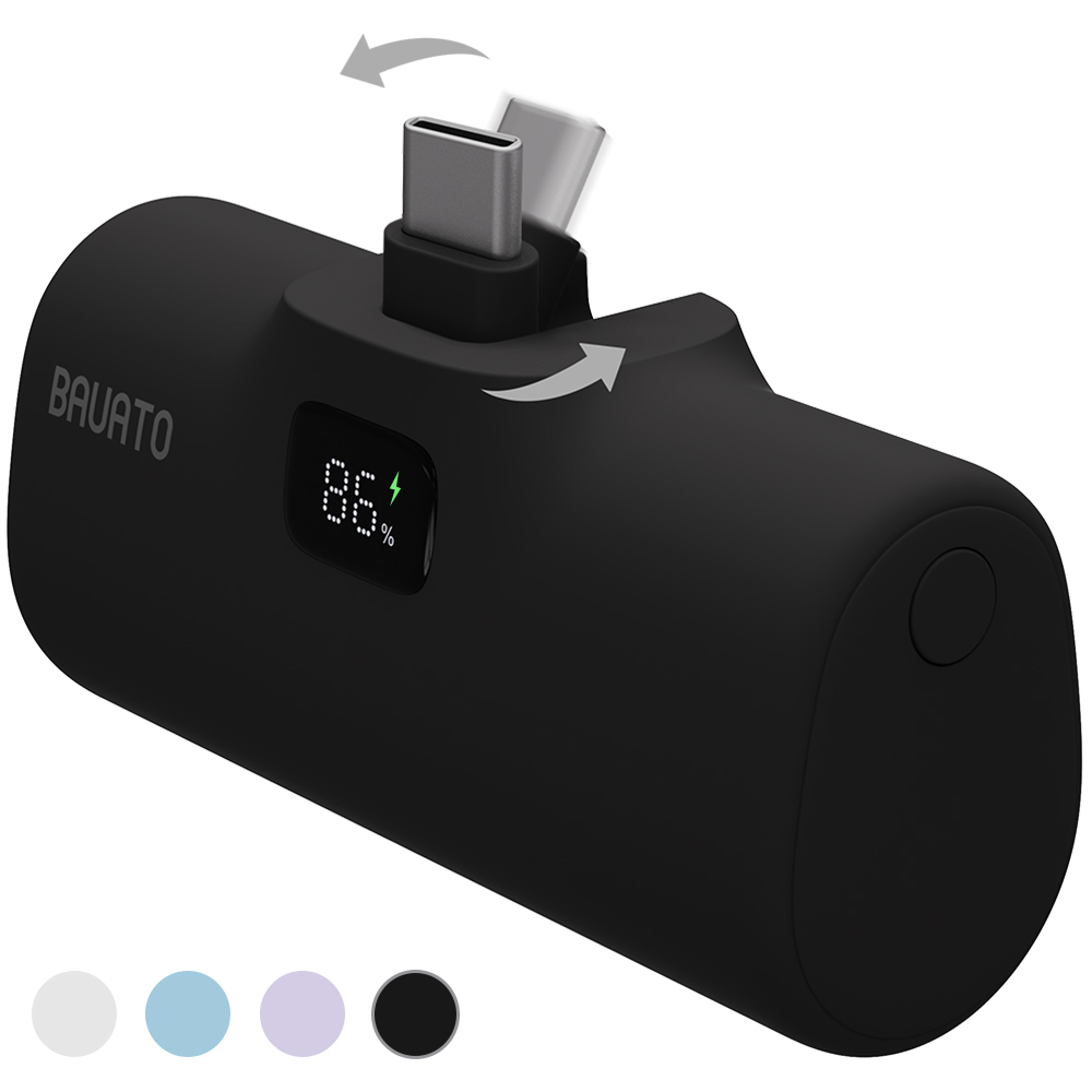 바우아토 포켓쉴 단자 접이식 PD 20W 고속 충전 미니 일체형 도킹형 보조배터리 5000mAh C타입, 블랙(D-B-02012), 블랙 26,800원