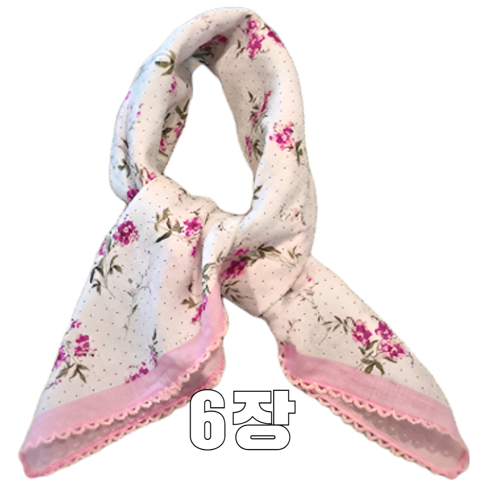 온리 아사면손수건 순면 예쁜 손수건 꽃무늬 여성 부드러운 뜨개 레이스 손수건스카프 39,700원