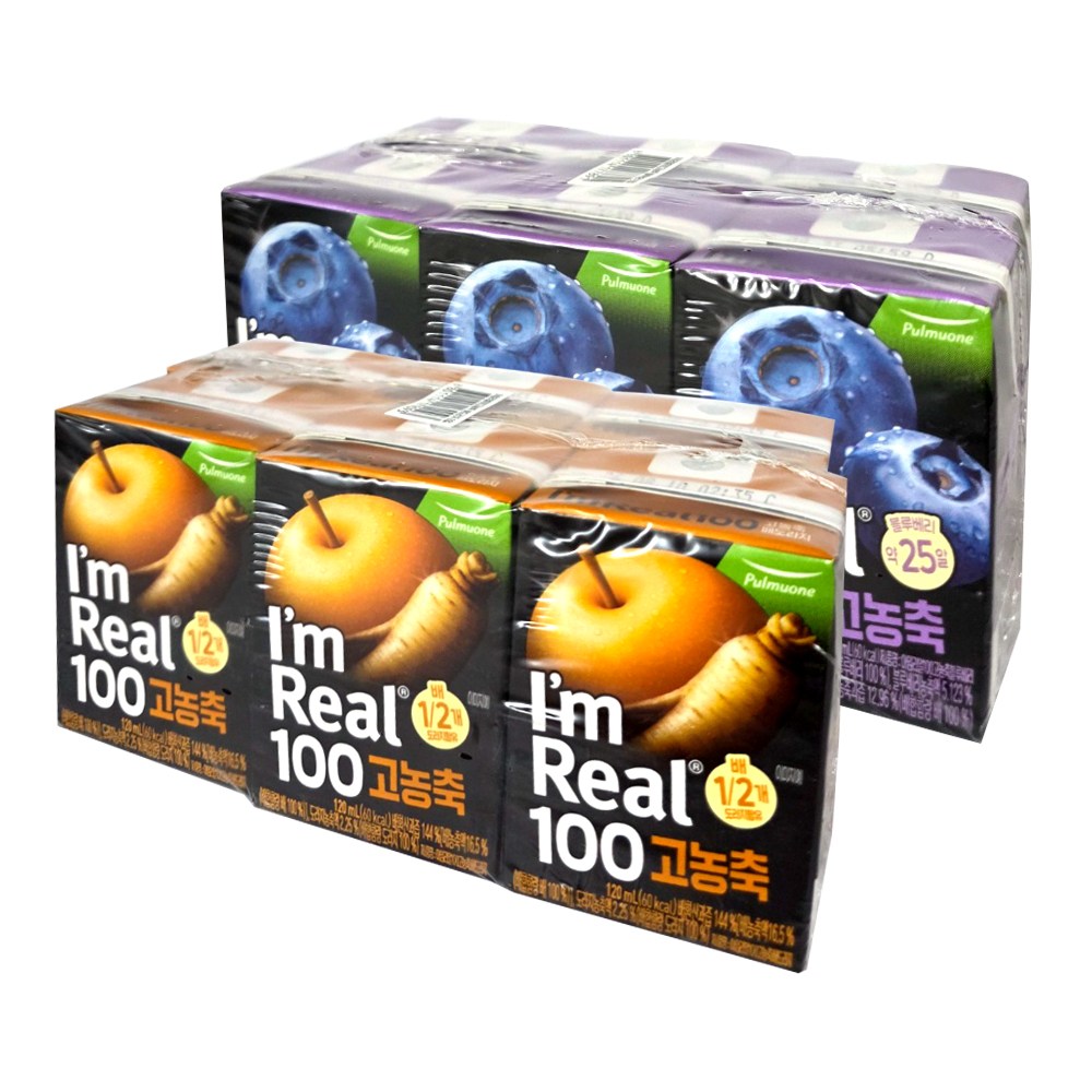 아임리얼100 고농축 블루베리 120ml (6입) + 배도라지 120ml (6입) 15,400원