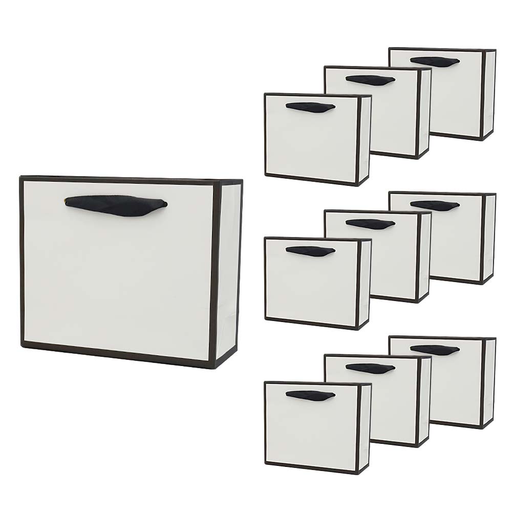 세모쇼핑백 튼튼한 고급 쇼핑백 10매입 선물용 종이가방 10p 무지쇼핑백 두꺼운 종이백 12종, 블랙앤화이트@10매입@ 15,900원