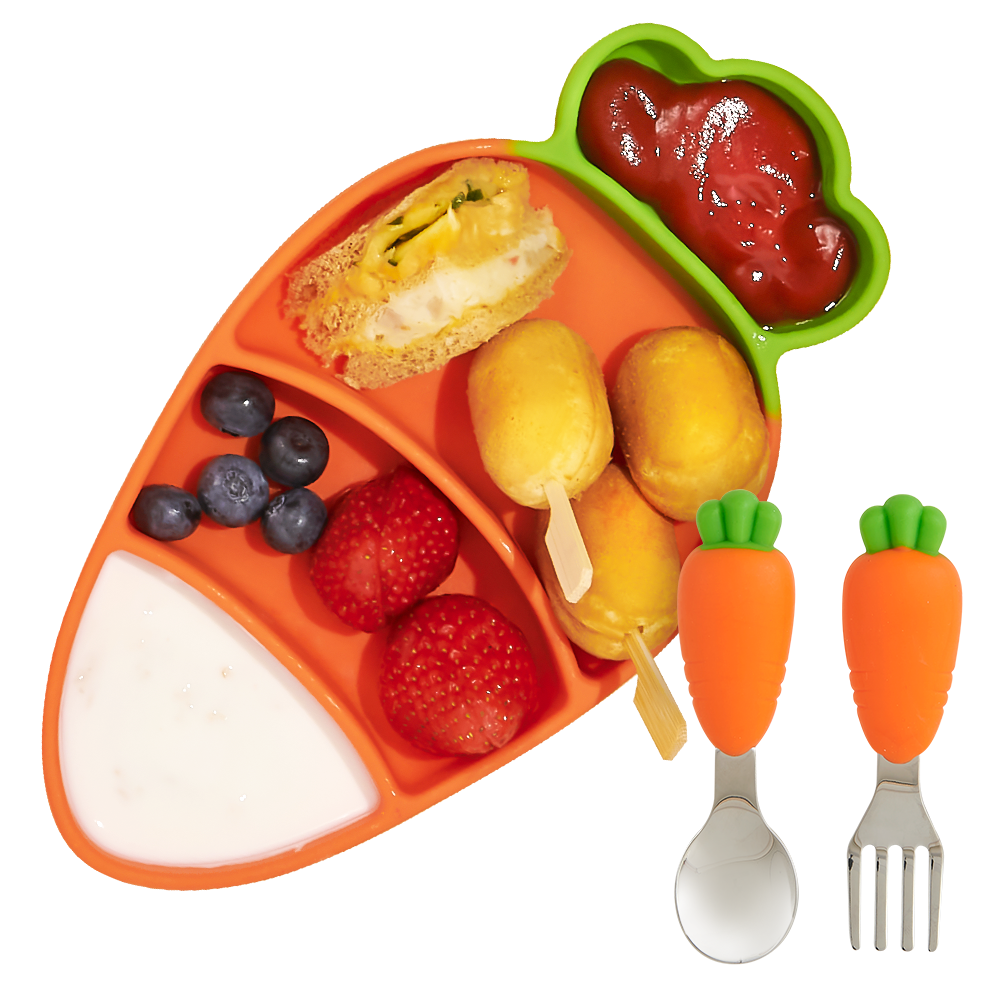 리틀클라우드 당근 흡착식판 세트, 혼합색상, 식판 + 스푼 + 포크, 1세트 19,900원