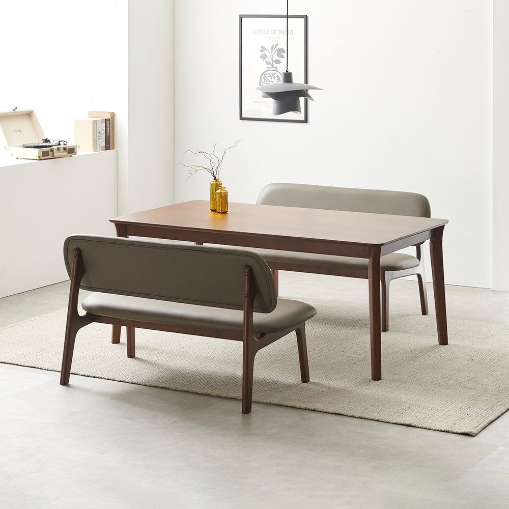 라로퍼니처 레스트 1400 고무나무 원목 낮은 패밀리 식탁 세트 336,000원