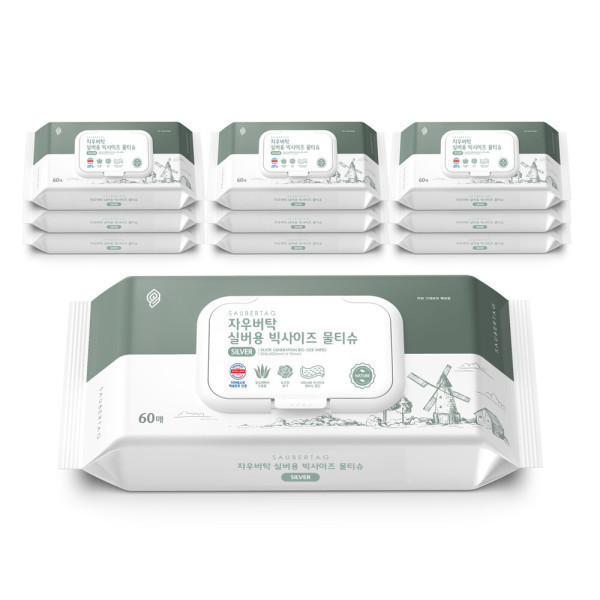 자우버탁 실버용 환자용 캡형 엠보 빅사이즈 대형 물티슈  60매x10팩 35,700원