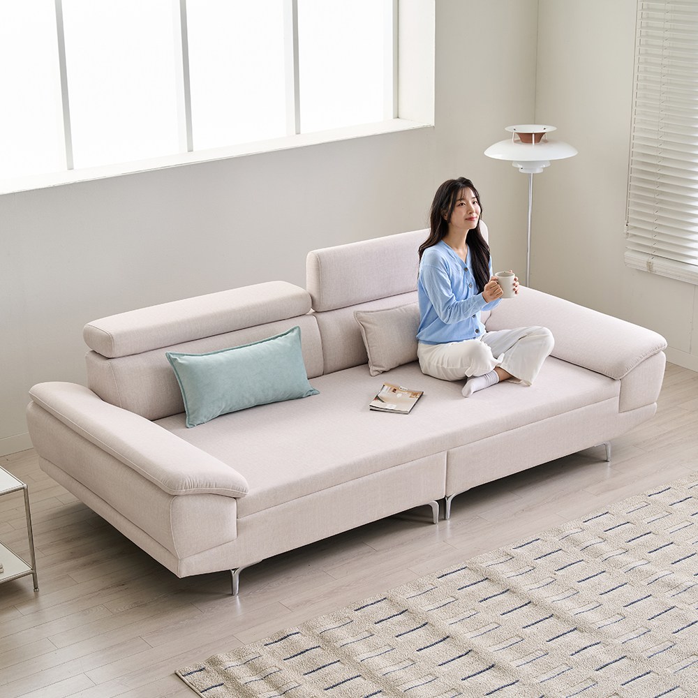 우아미가구 서온 4인용 패브릭 황토볼 온열 온도조절 흙소파, 아이보리 599,000원