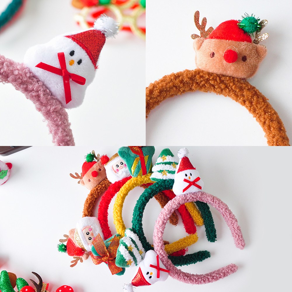 디어템 크리스마스 파티 소품 머리띠 헤어밴드 루돌프 산타 눈사람 4,000원